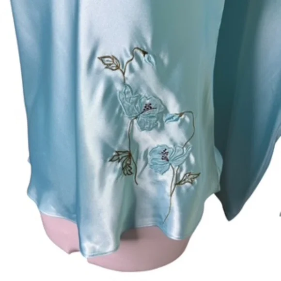 No Brand Label 2pc. Seafoam Green Embroidered Keyhole Back Sleepwear Size L - Picture 6 of 7